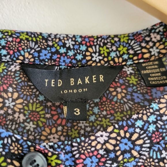 Ted Baker- Pinku Retro Flood Printed Ruffle Blouse - Picture 8 of 13